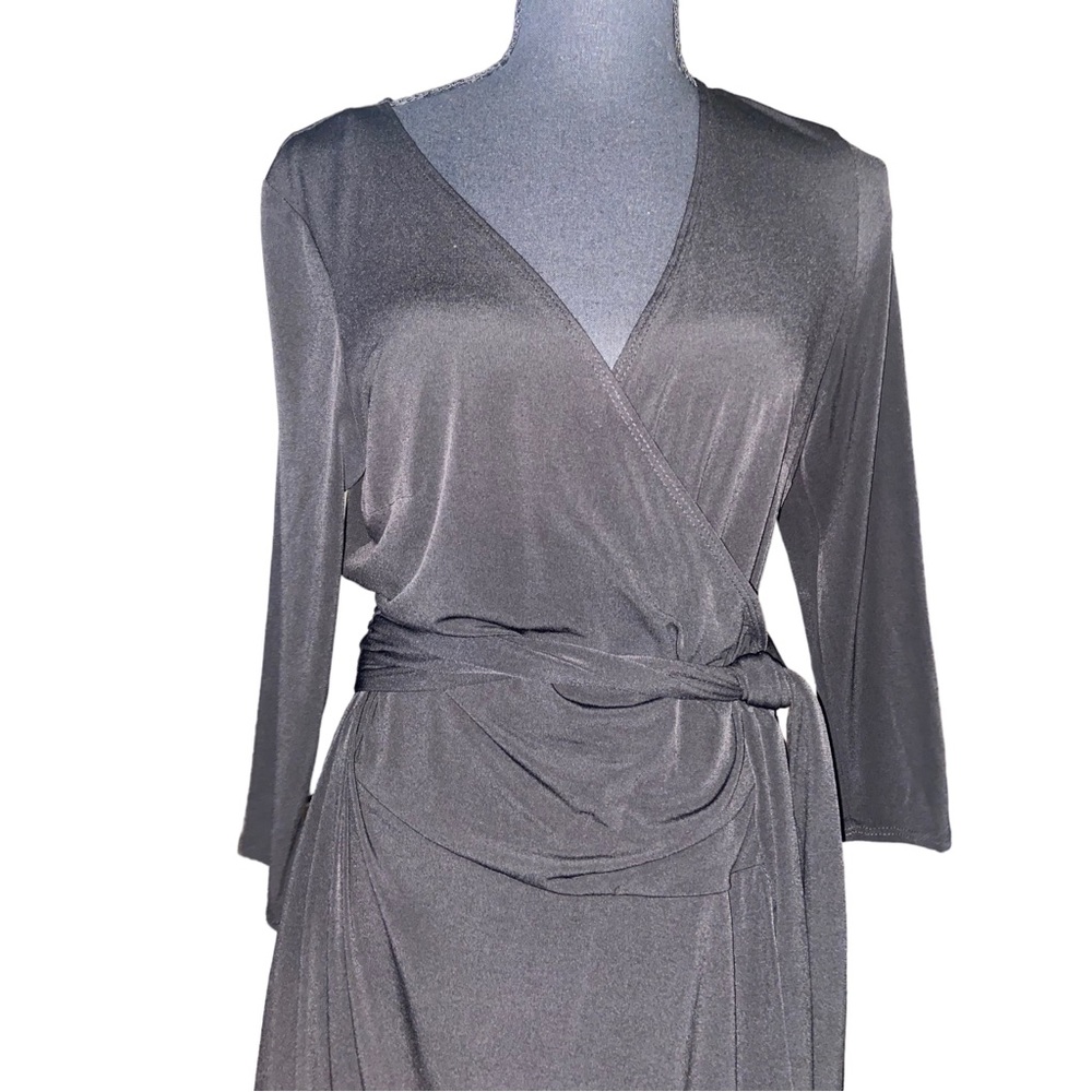 Vintage 90s  AB Studio Black Wrap Dress with Waistband/Belt